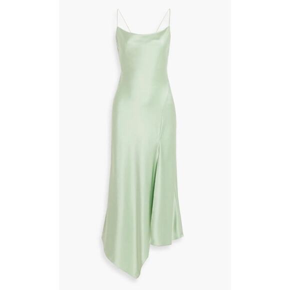 Alice + Olivia Dress Womens Medium 6 8 Green Sage Midi Harmony Asymmetrical - Picture 1 of 14